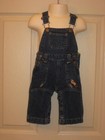 Baby Beginnings Blue Denim Bib Overalls Pants Raccoon Applique 6-9 Months