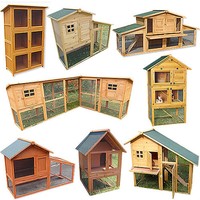 Kaninchenstall aus Holz Hasenstall Freigehege Hasenkäfig Kleintierauslauf