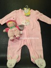 NWT Carter's Baby Girl Easter Bunny Zippered Sleeper +Plush Rattle • Choose Size
