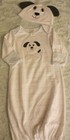 Boys 0-6M Gown & Hat, NWT, Starting Out, White w/Lt Blue Stripe, Dog, SO CUTE!