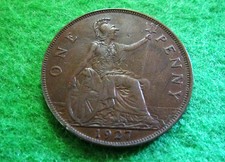1927 Great Britain Penny - Nice Extra Fine - Free U S Shipping