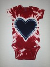 24 Months Short Sleeve Tie Dye Onesie 100% Cotton Handmade Burgundy Heart