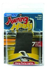 7  pack CAMCO RV awning rail steel hooks party light cord black fabric holder