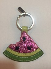 Coach Watermelon Glitter Pink Key Fob Ring Chain Purse Charm Summer