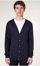 American Apparel Men's Cardigan Sweater- Navy Blue, Large