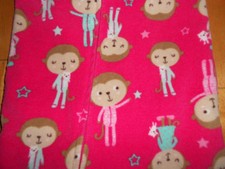 Carters 'Just One You' 9 mos fleece footed zipper sleeper monkey pink girl EUC!