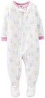 NWT GIRLS CARTERS PAJAMAS FOOTED FLEECE WHITE OWL PRINT