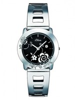 s.Oliver Uhr SO-1388-MQ Damenuhr analog Edelstahl Neu Blumen 