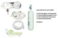 Sauerstoff Notfall Set Flasche Stahl gefüllt 2 L. & Druckminderer & Zubehör 02 