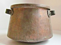 ALTER MASSIVER KUPFER WASSERKESSEL HERDKESSEL BLUMENTOPF ANTIKE KÜCHEN DEKO 