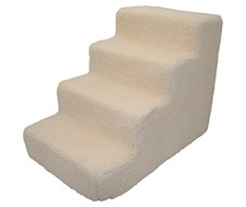 Best Pet Supplies 4-Step Cover Only for Foam Stairs/Steps - White Lambswool Dog