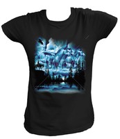 Damen T-Shirt Pferde BLUE SUNSET HORSES Pferd Horse Spirit Cowboy Eagle 10184