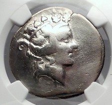 THASOS Thrace 148BC Dionysus Hercules Silver Greek Tetradrachm Coin NGC i59958