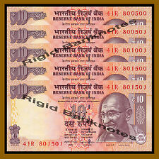 5 Pcs x India 10 Rupees, 2014 P-102 New Rupee Symbol Unc