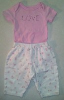 Girl's Sz 6 M Month 2 Piece Outfit Carter's Pink Love Top & Cream Floral Pants