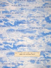 Peace Be With You Dove Sky Fabric ~ Cotton By The Yard ~ Benartex Bible Study