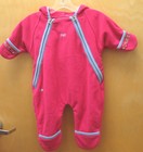 DOUBLE DIAMON Girls Pink Blue Full Zip Mitten Cuffed Fleece Bunting - 12 Months