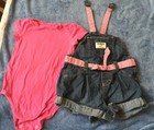 OshKosh Girls Overall Shorts With Matching Shirt Size 18 Months