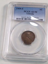 1909-S 1C Lincoln Cent Pcgs Au50 Key Date