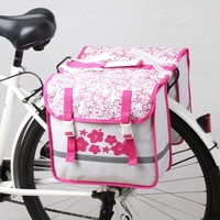Doppel Gepäckträger Tasche Kinder Mädchen Cityrad Fahrradtasche pink weiss Blume