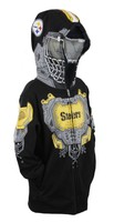 NFL Football Youth Pittsburgh Steelers Full Zip Masked Sweatshirt Hoodie, Black