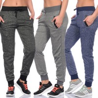 Gr.34 - Gr.42 Damen Stretch Sporthose Jogginghose Laufhose Fitness- Stoffose L2