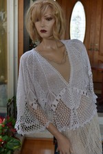 Vintage All Hand Made Crochet Cotton Crochet Jacket White Fit S to L