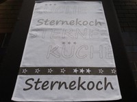 Geschirrtuch Küche Sternekoch Sterneküche steingrau weiß Halbleinen  triolino