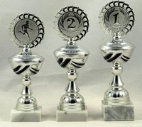 3er Serie Pokale in Silber/Schwarz 22 - 24 cm inkl. Gravur und Emblem E114