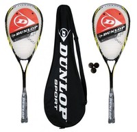 2 x Dunlop Biotec Max Titan Squash Racketts + Abdeckung + 3 Squash Bälle