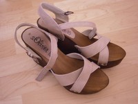 S. Oliver Sandaletten Schuhe Damen Gr. 38 Holz Leder