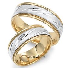 Two tone gold wedding rings set