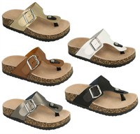 F10294 - Damen Verstellbare Schnalle Fußbett Mid Sandalen Zehentrenner