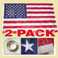 3x5 Ft American Nylon Deluxe Embroidered Stars Sewn Stripes Flag - 2 pack