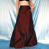 edel glänzender ABENDROCK in weinrot* S 36/38 * SATIN Cocktail Rock bodenlang