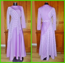 New listing
Vtg 70s Lavender Lace Colorblock Boho Wedding Evening Party Maxi belted Dress