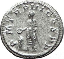 GORDIAN III 240AD Rome Authentic Original Ancient Silver Roman Coin Altar i59043