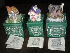 3 1987 Vintage Cornwall Cottage Decorative Cold Cast Porcelain Museum Collection