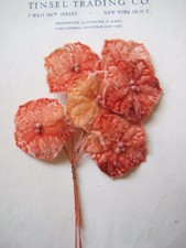 Vintage Antique Coral Velvet Millinery Hat Flower Unused