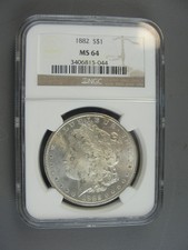 1882 Morgan Silver Dollar Graded Ms64 by Ngc *Free Shipping!*