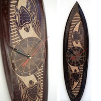 Deko Surfboard mit Uhr, Holz Surfbretter, geschnitzt 50cm u. 60cm, Wanduhr NEU