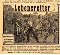 LEBENSRETTER Eleganter Spazierstock mit Gummiknüppel Historische Annonce 1895