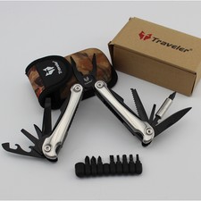 Multi Purpose Outdoor Survival Travel Tool Pliers Knife w/ 10pcs Screwdriver NEW