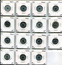 Greece, Lot of 15 1954 5 Lepta Coins, Unc