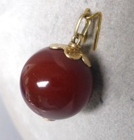 Grosser Karneol Anhänger in Gold ( 14 Kt. 585 ) gefasst, Kugel Durchmesser 17 mm