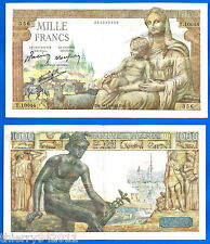 France 1000 Francs 1943 Demeter Serie T Great Bill Europe Frc Frcs Free Ship Wld