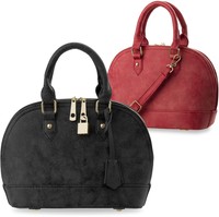 elegante Damentasche steifer Bowlingbag Handtasche Schultertasche mit Schloss