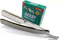 Rasiermesser inkl. 100 Derby Rasierklingen Rasierer Nassrasur Herren Bart Razor 