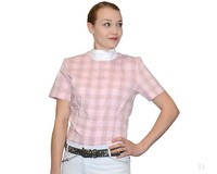 PIKEUR Damen-Turnierbluse kurzarm- rosa/ braun kariert NEU % stark reduziert %