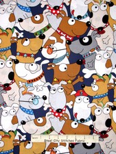 Dog Fabric - Animal Puppy Dogs Allover #5879 Benartex (Kanvas Studio) - Yard